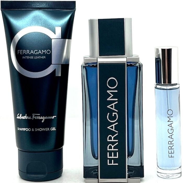 salvatore ferragamo ferragamo intense leather edp 100ml 3 piece gift set for men