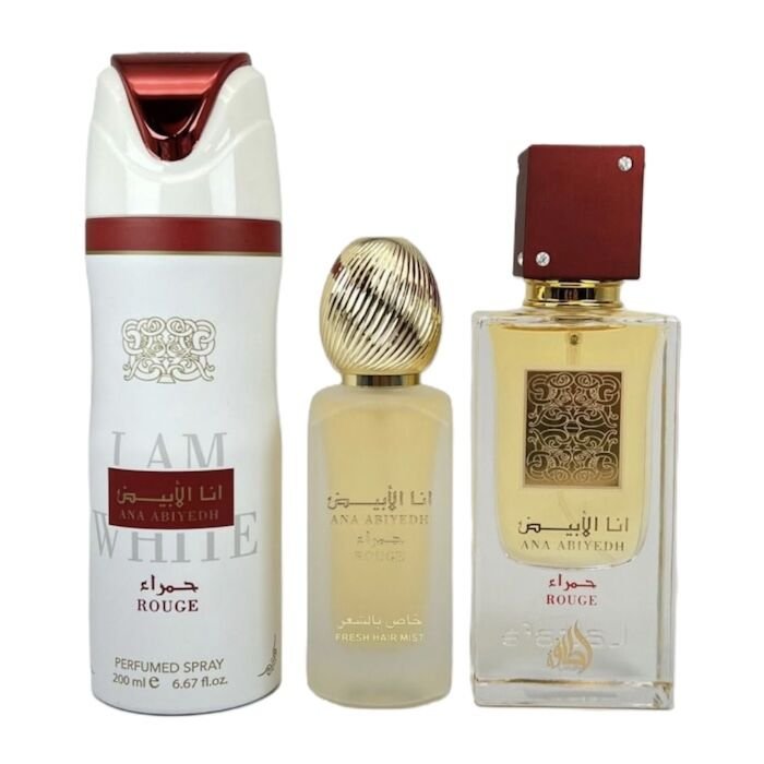 lattafa ana abiyedh i am white rouge edp 100ml 3 piece gift set 1