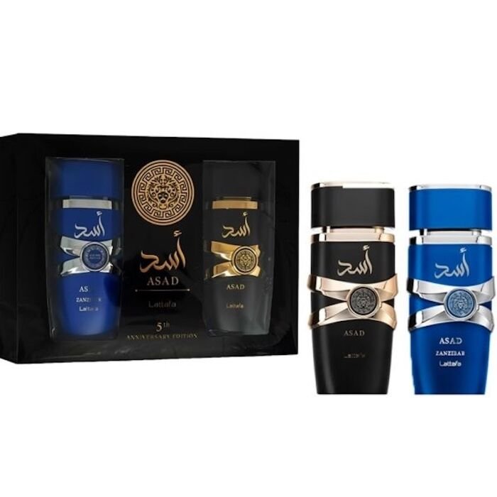 lattafa asad 5th anniversary edition edp 100ml 2 piece gift set perfume 4